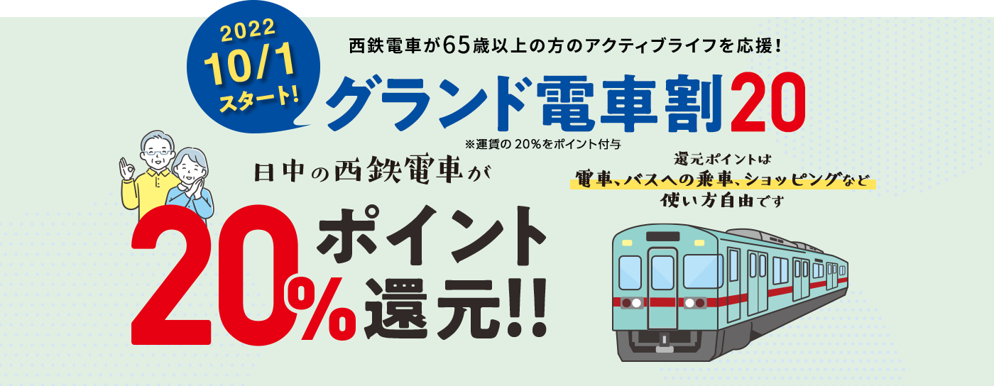 グランド電車割20 20%ポイント還元